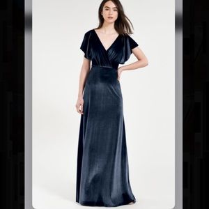 Jenny Yoo Ellis stretch velvet open back dress